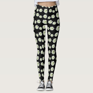 White Flowers Pattern Cust. Leggen Leggings