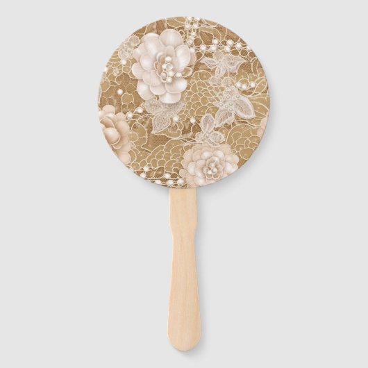 White Flowers, Pearls and Lace  Handwaaier (Voorkant)