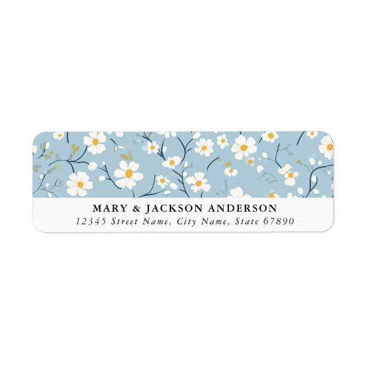 White Flowers Return Address Labels (Voorkant)