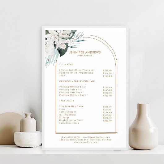White Flowers Salon prijslijst Poster