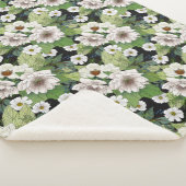 White Flowers Sherpa Blanket Sherpa Deken (3/4)