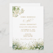 White Flowers Spring Wedding Invitation  (Devant / Derrière)