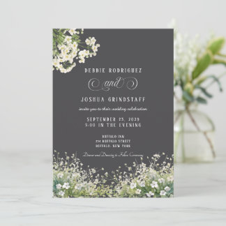 White Flowers Spring Wedding Invitation 