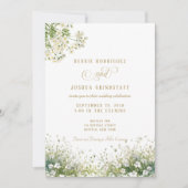 White Flowers Spring Wedding Invitation  Kaart (Voorkant)
