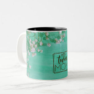 White Flowers Twin Mom Tweekleurige Koffiemok