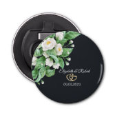 White Flowers Wedding Button Flesopener (Voorkant)