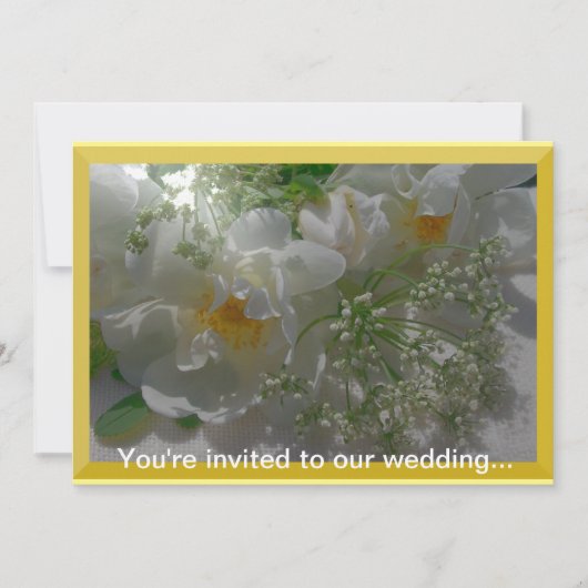 White Flowers Wedding Invitation Kaart (Voorkant)