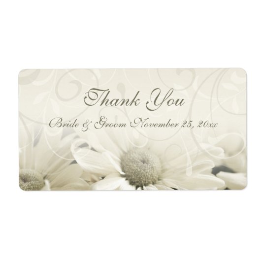 White Flowers Wedding Labels (Voorkant)