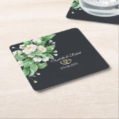 White Flowers Wedding Vierkante Kartonnen Onderzetter (Schuin)