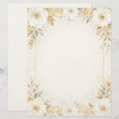White Flowers with Gold Accents Stationery Paper Briefhoofd (Voorkant / Achterkant)