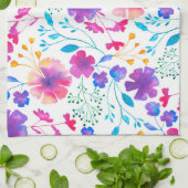 White Fluro Flowers Pattern Kitchen Tea Towel Theedoek (Gevouwen)