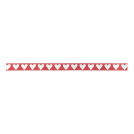 White Folk Hearts on Red Ribbon Lint