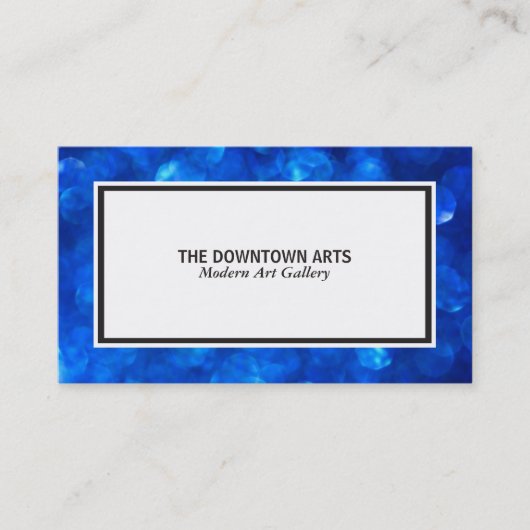 White Foreground Black and Blue Bokeh Border Visitekaartje (Voorkant)