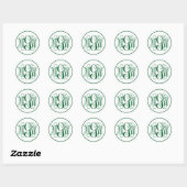 White Forest Green Vine Script Monogram, DIY BG Ronde Sticker (Vel)