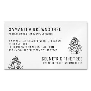 White Forest Tree Rustic Pine Cone Magnetisch Visitekaartje