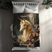 White Forest Unicorn Fantasy Castle Sprookje Fleece Deken