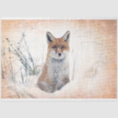 White Fox in Sneeuw Decoupage Tissue Paper Tissuepapier (Voorkant)
