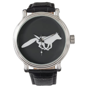 White Fox Silhouet Wilde dieren Horloge
