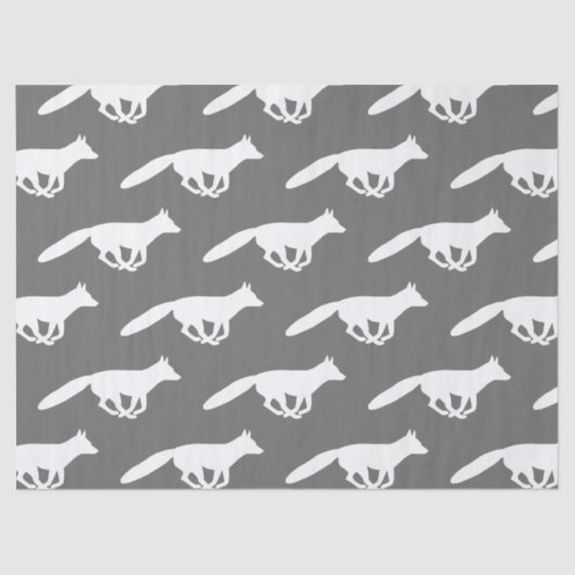 White Fox Silhouettes Patroon Tissuepapier (Voorkant)
