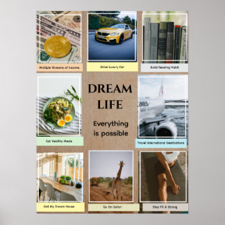 White Frame Photos Vision Board Poster