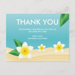 White Frangipani Beach Weddenschap Briefkaart