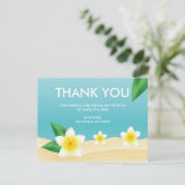 White Frangipani Beach Weddenschap Briefkaart (Staand voorkant)