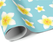 White Frangipani Flowers Pattern Cadeaupapier (Rol Hoek)