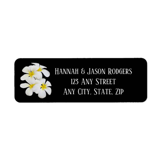 White Frangipani Flowers, Tropisch, Floral Wedding Etiket (Voorkant)