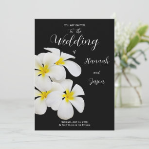 White Frangipani Flowers, Tropisch, Floral Wedding Kaart