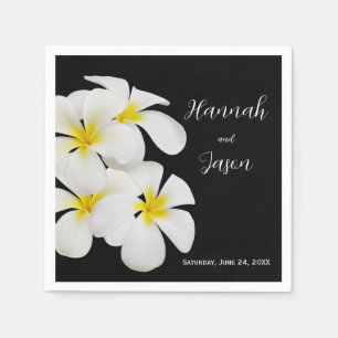 White Frangipani Flowers, Tropisch, Floral Wedding Servet