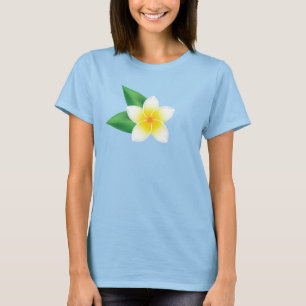 White Frangipani Tropical Flower Illustration T-shirt