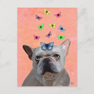 White French Bulldog en Butterflies Briefkaart