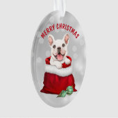 White French Bulldog Gift Surprise Ornament (voorkant)