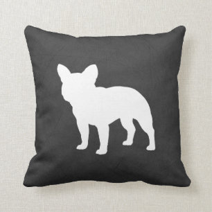 White French Bulldog Silhouette Frenchie Dog Gray Kussen