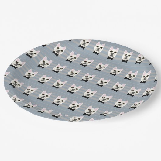 White French Bulldog, Stripes Papieren Bordje (Gekanteld)