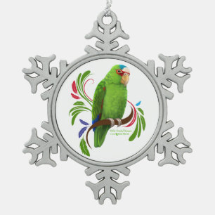 White Fronted Amazon Tin Sneeuwvlok Ornament