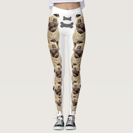 White Fun and Funky Pastel Carlin Chien Leggings (Devant)