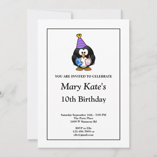White Funny 10th Birthday Party Invitation (Devant)