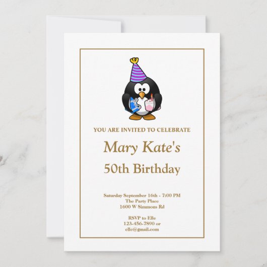 White Funny 50th Birthday Party Invitation (Devant)