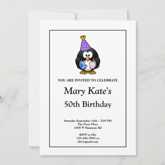 White Funny 50th Birthday Party Invitation (Devant)