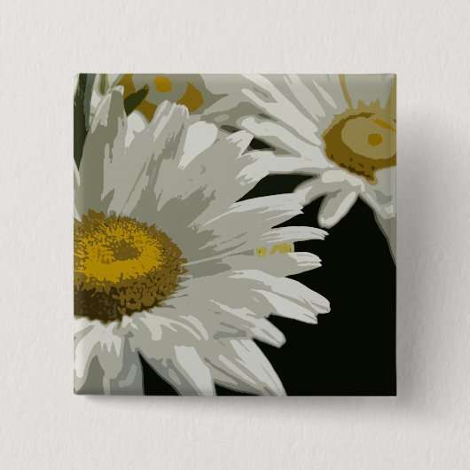 White Garden Daisy Vierkante Button 5,1 Cm (Voorkant)