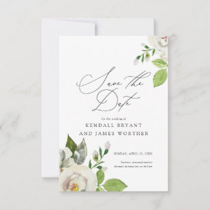 White Garden Floral Save the Date