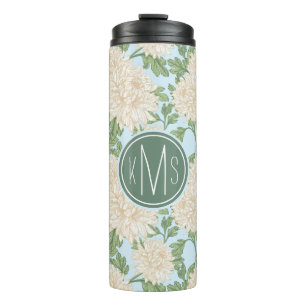 White Garden Mum Flower Pattern Thermosbeker