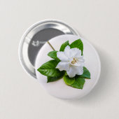 White Gardenia Flowers Ronde Button 5,7 Cm (Voorkant /achterkant)
