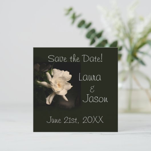 White Gardenia "Save the Date" Square Card Save The Date (Staand voorkant)