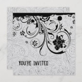 White-geboost leder en Black Lace-uitnodiging Kaart (Voorkant / Achterkant)