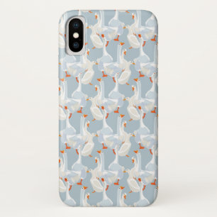 White Geese Pattern iPhone X Hoesje