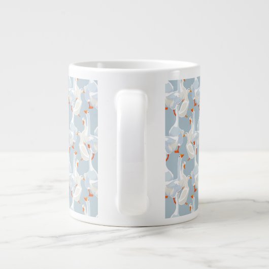 White Geese Pattern Extra Grote Beker (Achterkant)