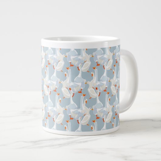 White Geese Pattern Extra Grote Beker (Voorkant rechts)