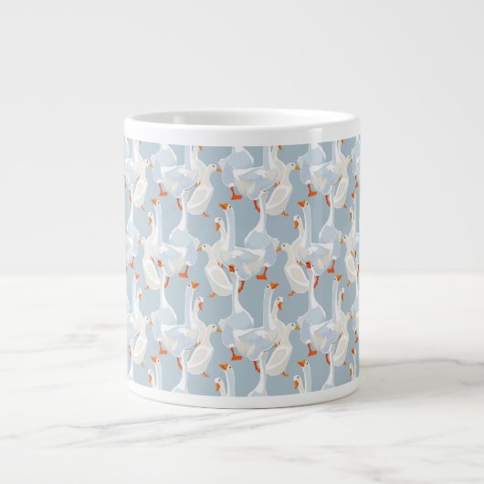 White Geese Pattern Extra Grote Beker (Voorkant)